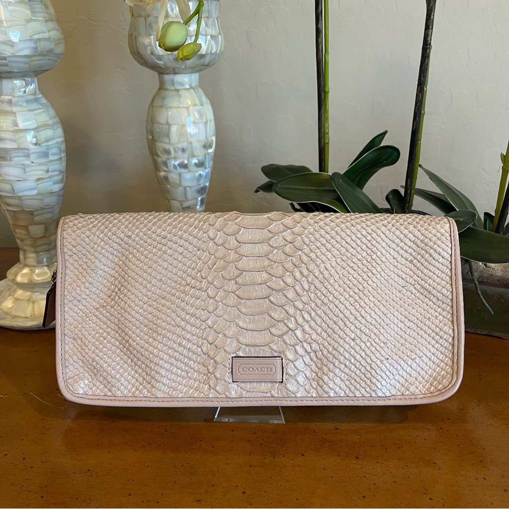 Coach Lilac Python Flap Clutch